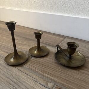 Lot Of 3 Small Brass Candle Sticks 3" -5"